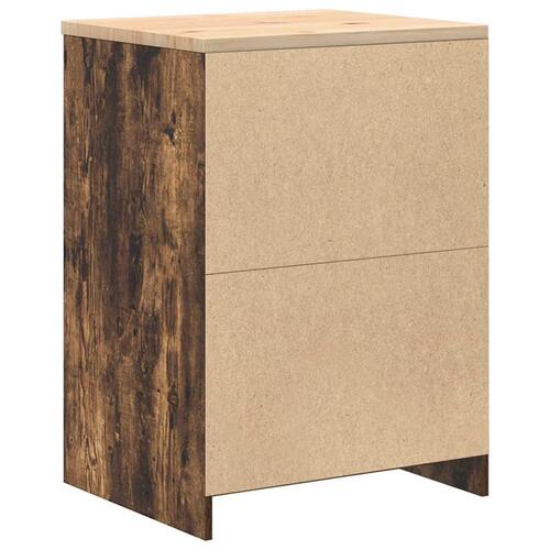Garageopbevaringsskab røget eg 60x51x85 cm massivt træ fyrretræ