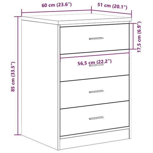Garageopbevaringsskab røget eg 60x51x85 cm massivt træ fyrretræ