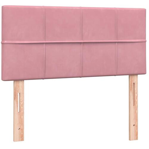 Kontinentalseng med madras lyserød 90x220 cm fløjl