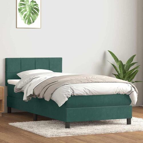 Kontinentalseng med madras 90x220 cm fløjl mørkegrøn