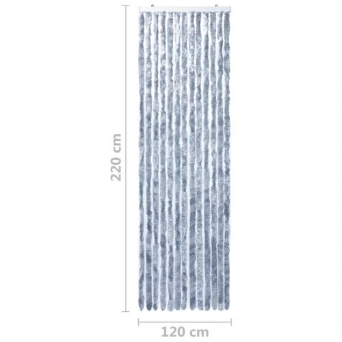 Insektgardin 118 × 220 cm i chenille - sølvfarvet dørgardin