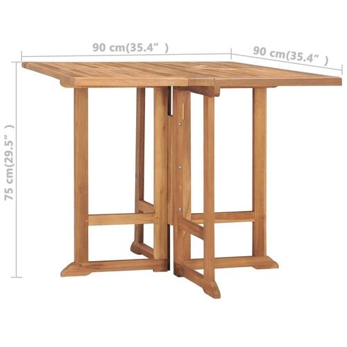 Foldbart havebord 90x90x75 cm massivt teaktræ