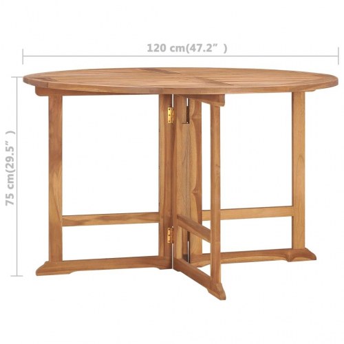 Foldbart havebord Ø120x75 cm massivt teaktræ