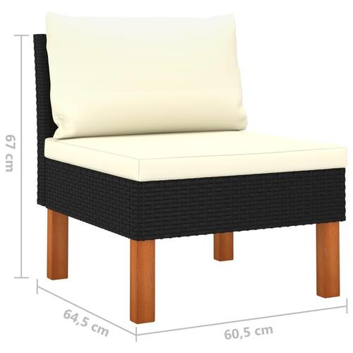 Midterdel til sofa polyrattan og massivt eukalyptustræ