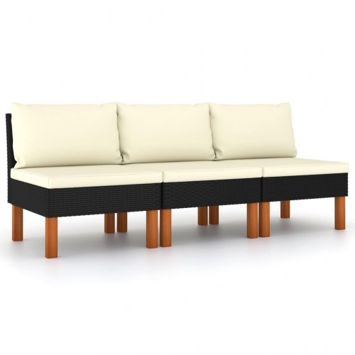 Midtersofaer 3 stk. i polyrattan - sort/creme