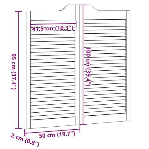 Svingdøre 2-par 100x100 cm lameldesign massivt fyrretræ