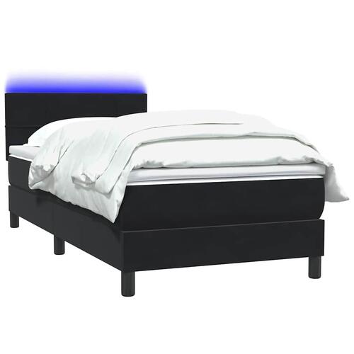 Kontinentalseng med madras 90x220 cm fløjl sort