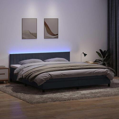Kontinentalseng med madras 200x210 cm fløjl mørkegrå
