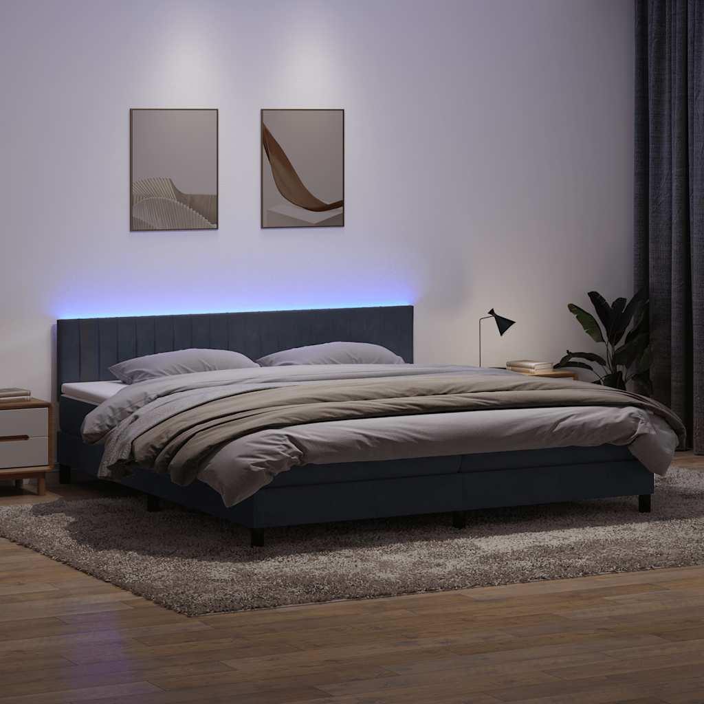 Kontinentalseng med madras 200x210 cm fløjl mørkegrå