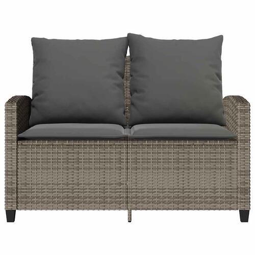 2-personers sofa med hynder og bord polyrattan grå