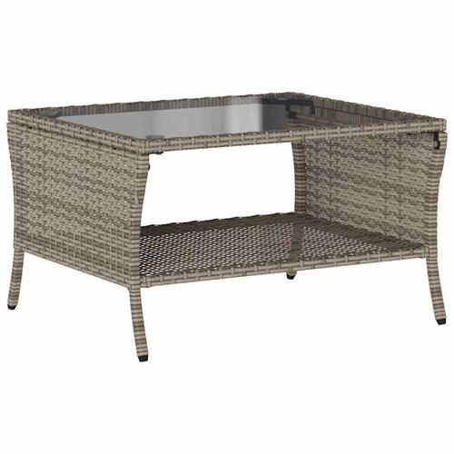 2-personers sofa med hynder og bord polyrattan grå