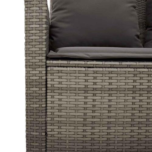 2-personers sofa med hynder og bord polyrattan grå