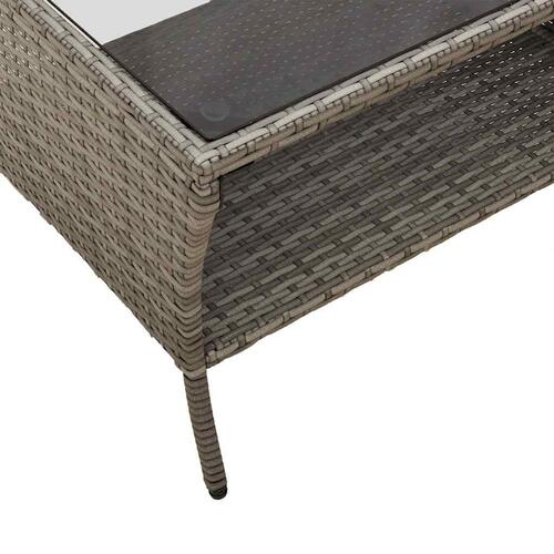 2-personers sofa med hynder og bord polyrattan grå