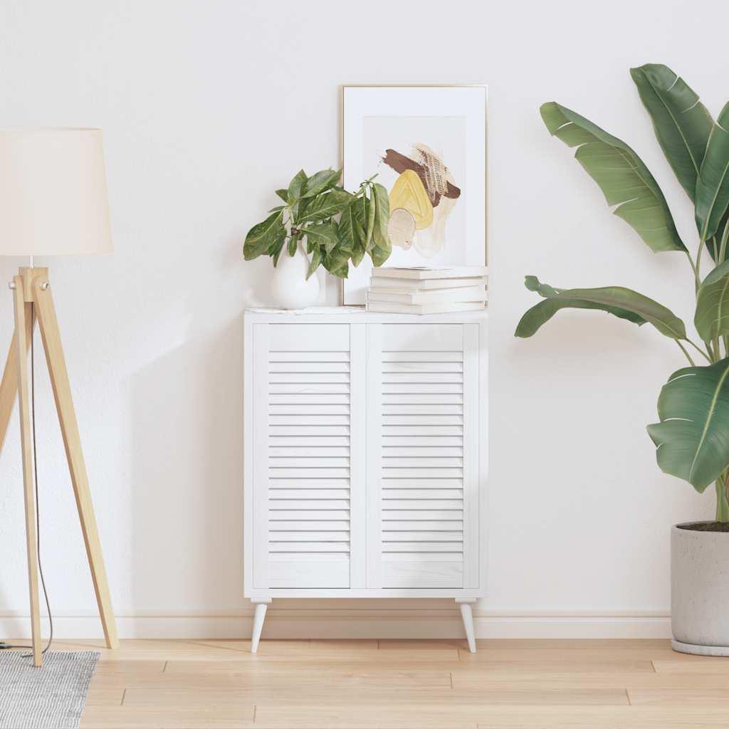 Skabslåger 2 stk. 69 × 29,5 cm i massivt fyr - hvidt lameldesign billede