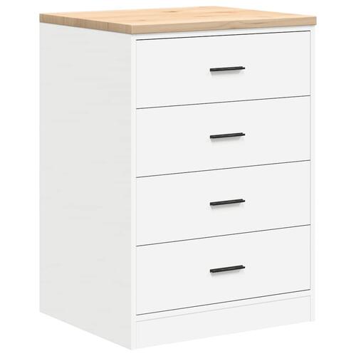 Garageopbevaringsskab Hvid 60x51x85 cm Massivt træ Fyrretræ