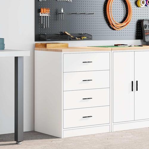 Garageopbevaringsskab Hvid 60x51x85 cm Massivt træ Fyrretræ