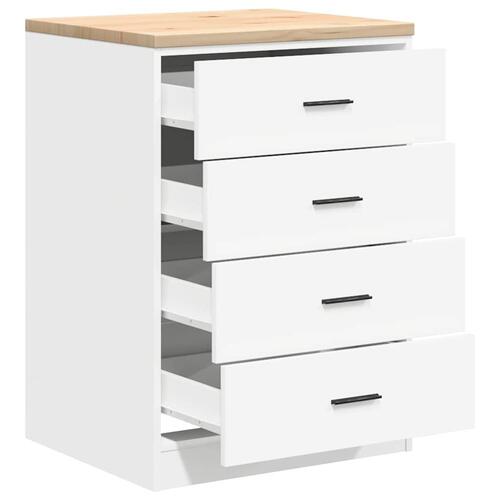 Garageopbevaringsskab Hvid 60x51x85 cm Massivt træ Fyrretræ