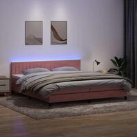 Kontinentalseng med madras 200x210 cm fløjl lyserød