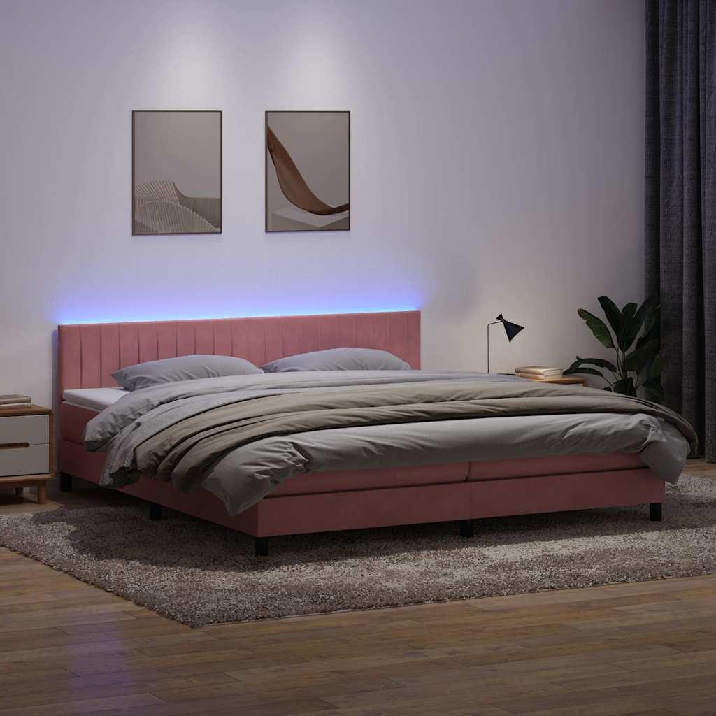 Kontinentalseng med madras 200x210 cm fløjl lyserød