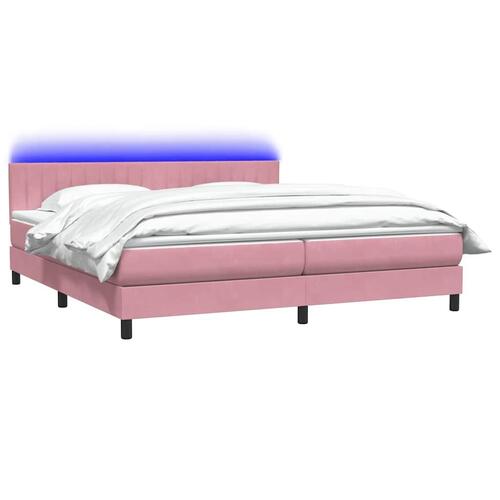 Kontinentalseng med madras 200x210 cm fløjl lyserød