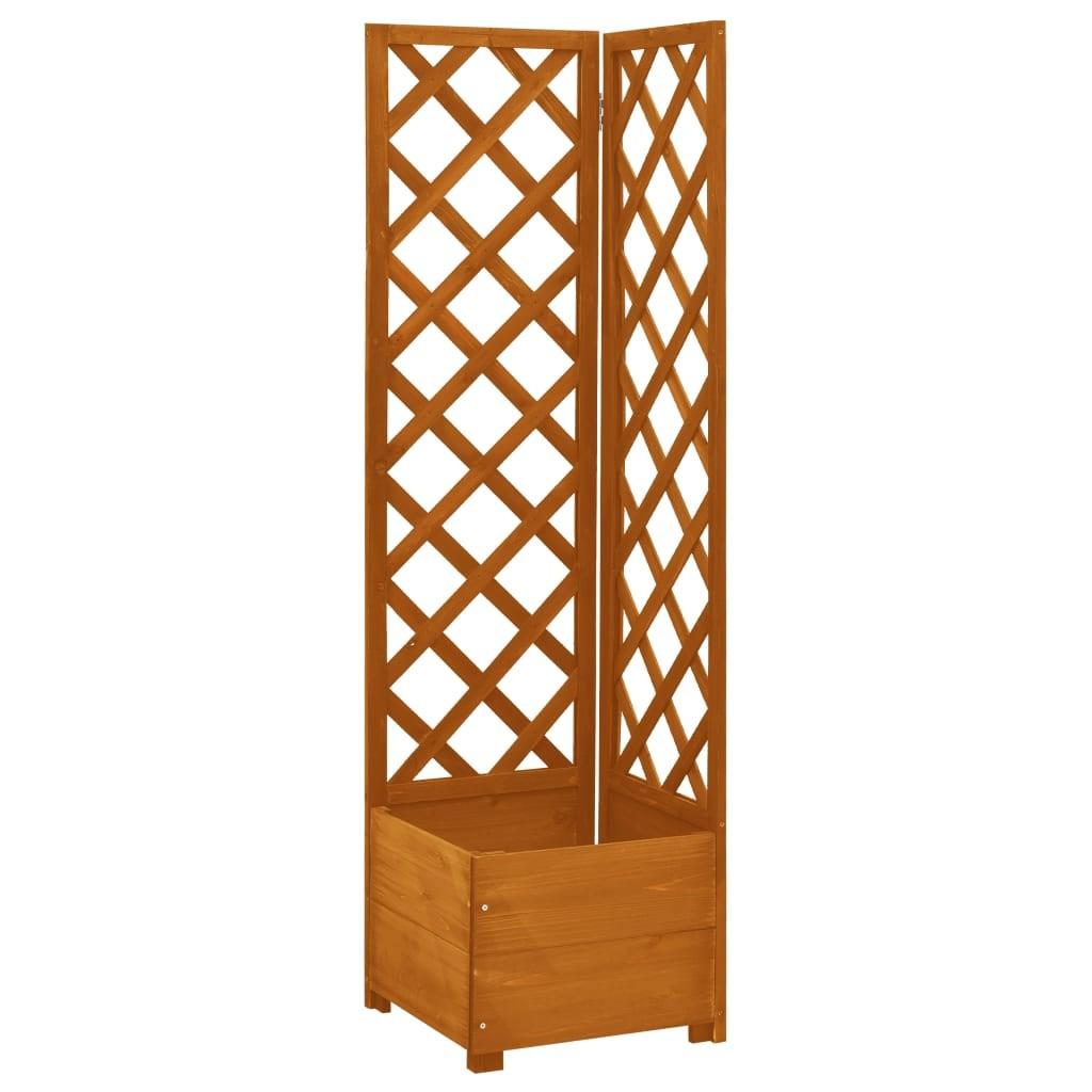Plantekasse til hjørne m. espalier 40x40x150 cm fyrretræ orange