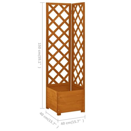 Plantekasse til hjørne m. espalier 40x40x150 cm fyrretræ orange