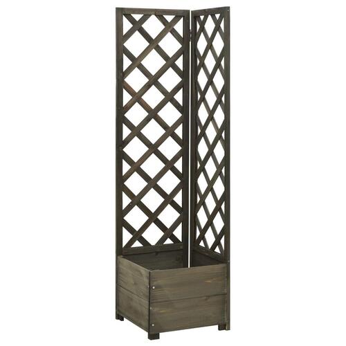 Plantekasse til hjørne med espalier 40x40x150 cm fyrretræ grå