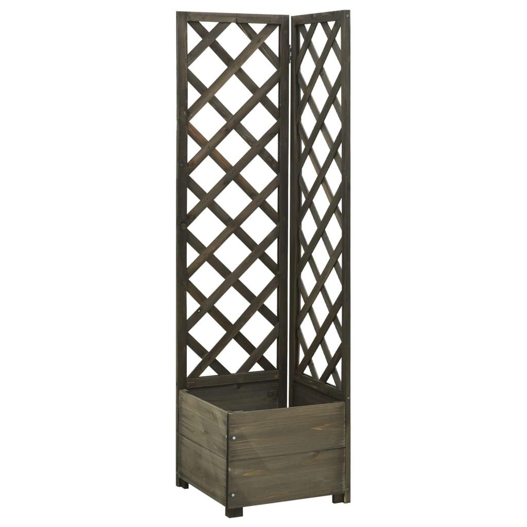Plantekasse til hjørne med espalier 40x40x150 cm fyrretræ grå