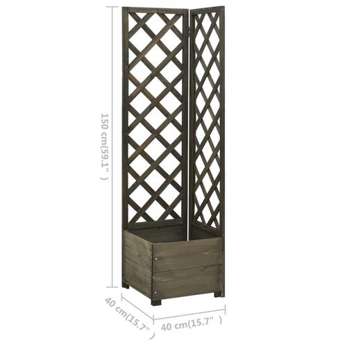 Plantekasse til hjørne med espalier 40x40x150 cm fyrretræ grå