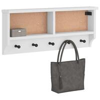 Væghængt knagerække SANDNES 87x12x35 cm massivt fyrretræ hvid