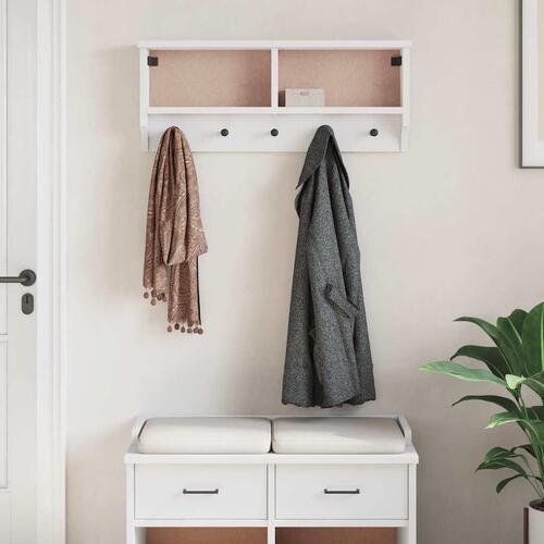 Væghængt knagerække SANDNES 87x12x35 cm massivt fyrretræ hvid