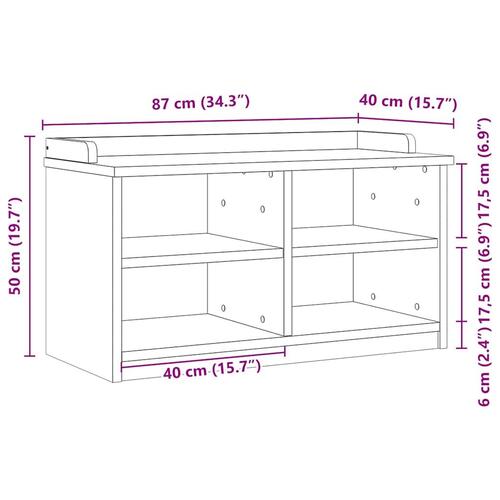 Entrébænk SANDNES 87x40x50 cm massivt fyrretræ hvid