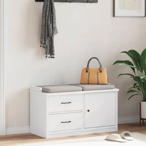 Entrébænk SANDNES 87x40x50 cm massivt fyrretræ hvid
