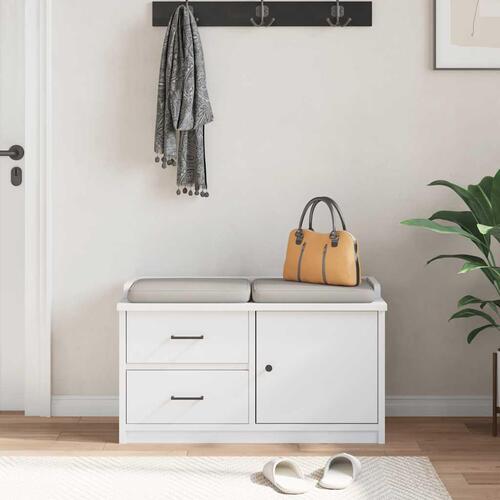 Entrébænk SANDNES 87x40x50 cm massivt fyrretræ hvid