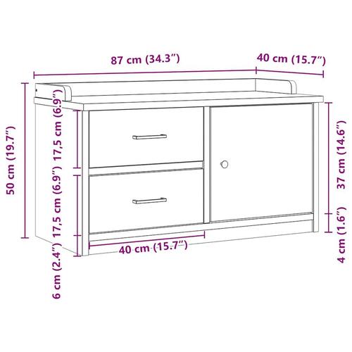 Entrébænk SANDNES 87x40x50 cm massivt fyrretræ hvid