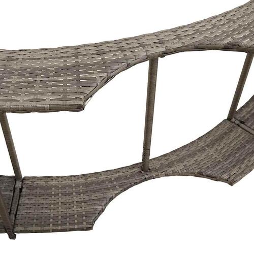 Spakant med opbevaring og trætrin polyrattan grå