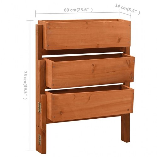 Foldbar plantekasse med 3 kasser 60 x 14 x 75 cm - orange