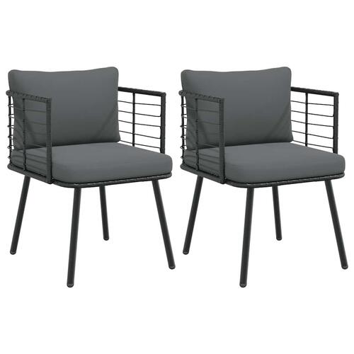 Havestole 2 stk. med hynder polyrattan sort