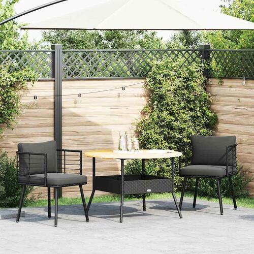Havestole 2 stk. med hynder polyrattan sort