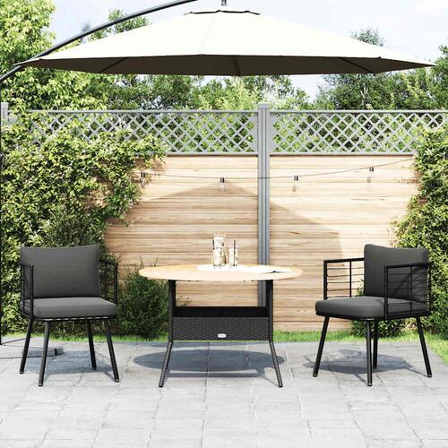 Havestole 2 stk. med hynder polyrattan sort