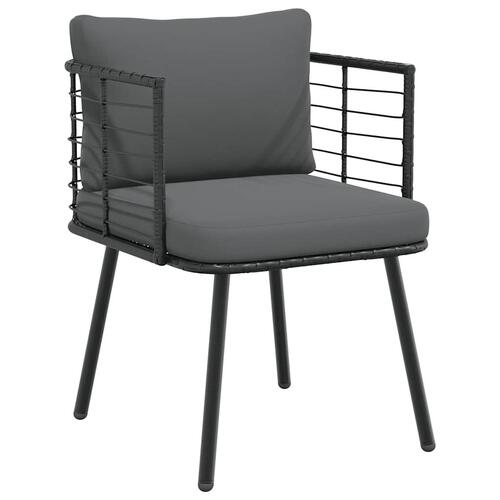 Havestole 2 stk. med hynder polyrattan sort