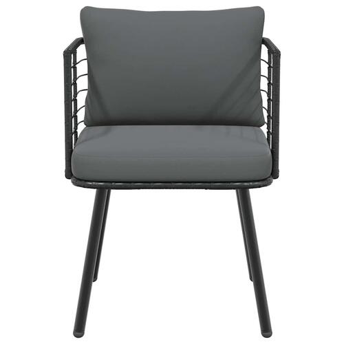 Havestole 2 stk. med hynder polyrattan sort