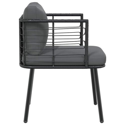 Havestole 2 stk. med hynder polyrattan sort