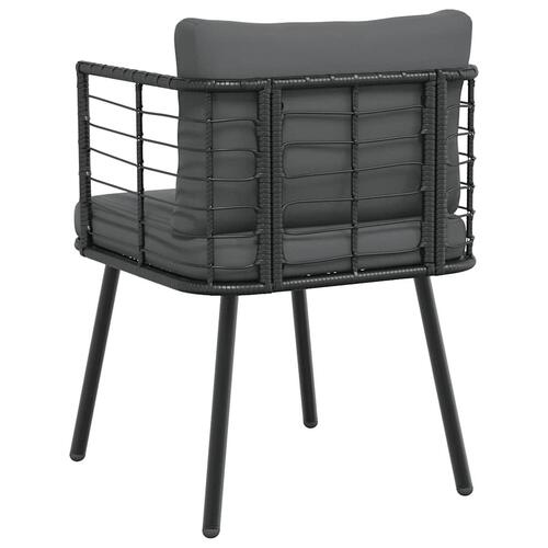 Havestole 2 stk. med hynder polyrattan sort