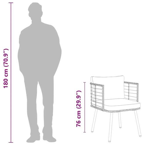 Havestole 2 stk. med hynder polyrattan sort