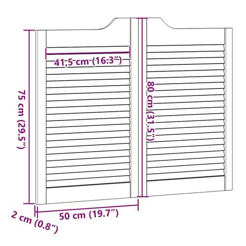 Svingdøre 2-par 80x100 cm lameldesign hvid