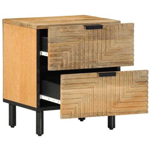 Sengeborde 2 stk. 40x33x46 cm massivt mangotræ brun