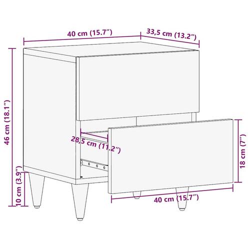 Sengeborde 2 stk. 40x33,5x46 cm massivt mangotræ
