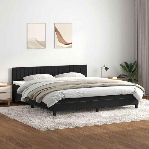Kontinentalseng med madras 200x210 cm fløjl sort