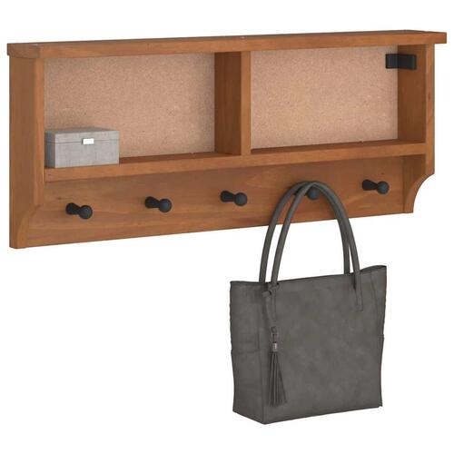 Væghængt knagerække SANDNES 87x12x35 cm massivt fyrretræ